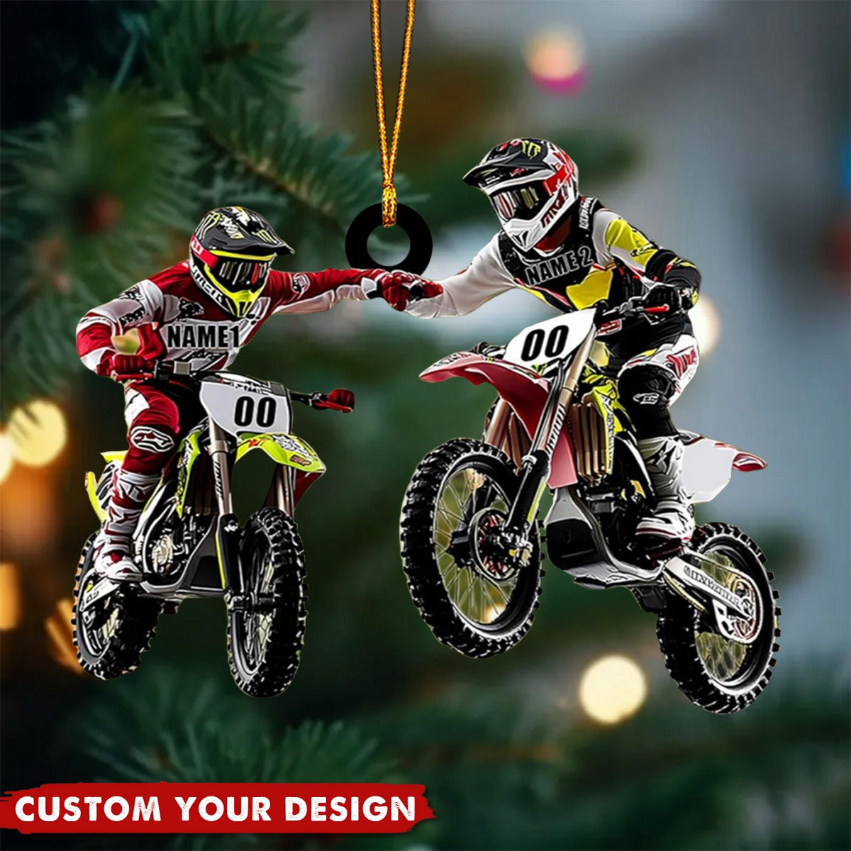 Personalized Couple Motocross Christmas Ornaments Gift for Biker Lovers - 2024 New Release