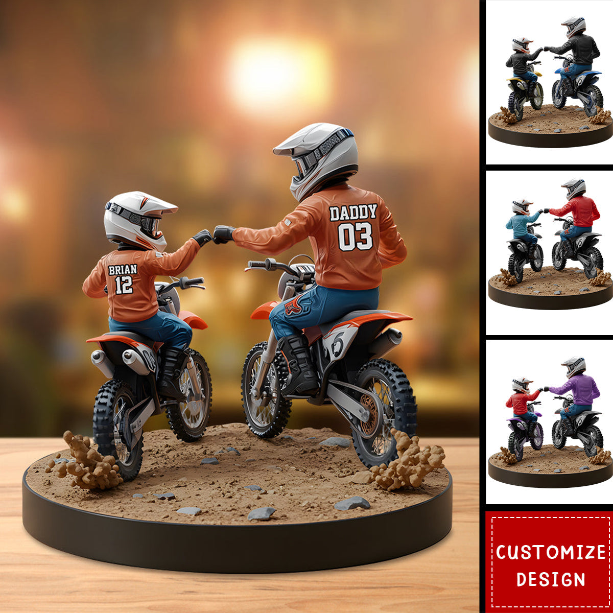 Dirt Bike Dad And Kid - Personalized Dirt Bike Shaped Acrylic Plaque