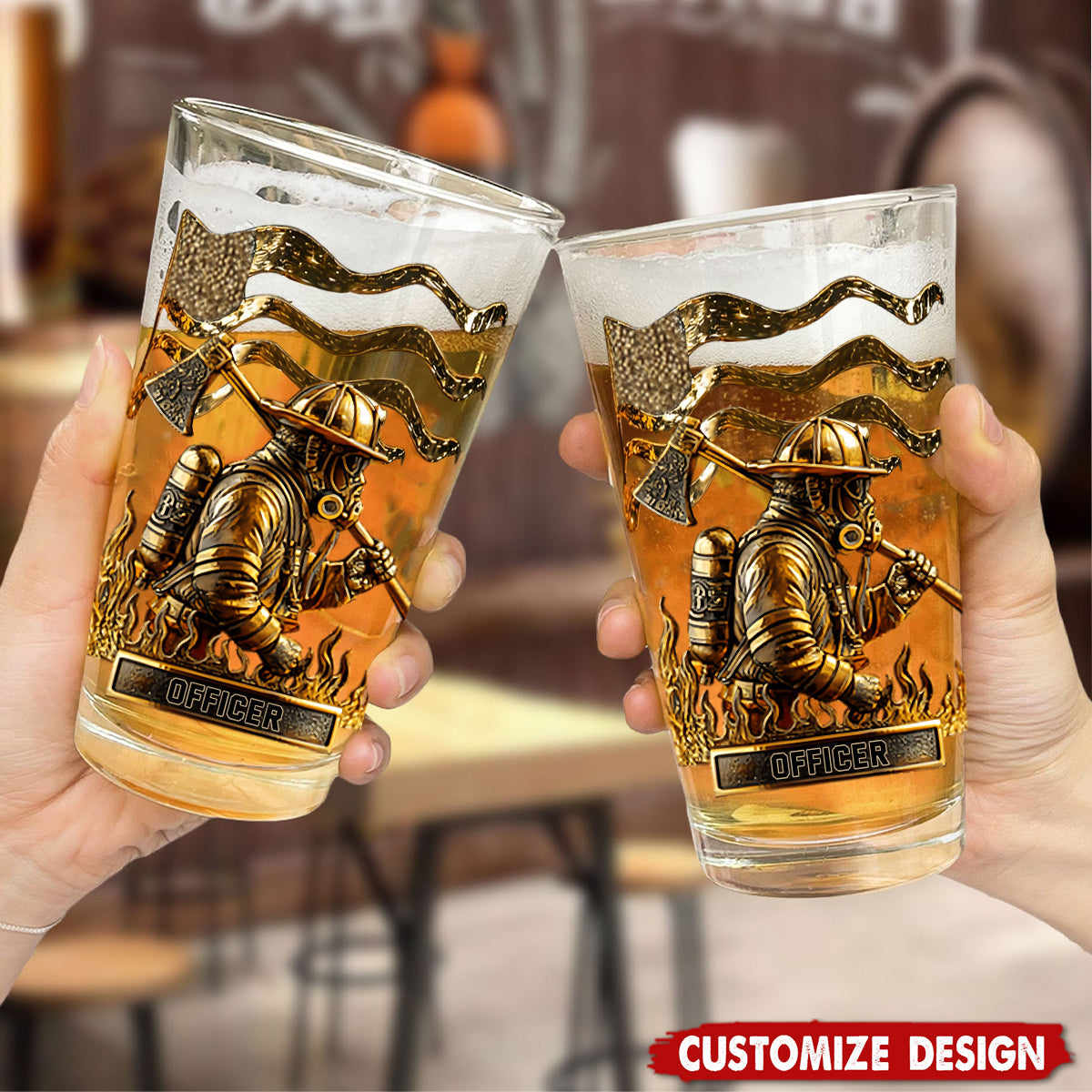 Proud Firefighter - Personalized Firefighter Beer Glass