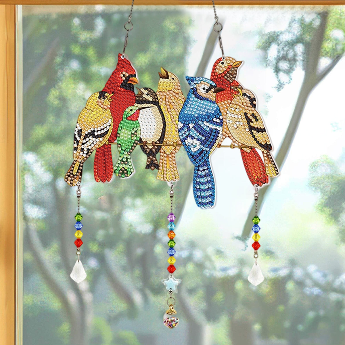 Diamond- Art Hanging Kit - Special Rhinestone 5D Window Ornament - Gift For Bird Lovers