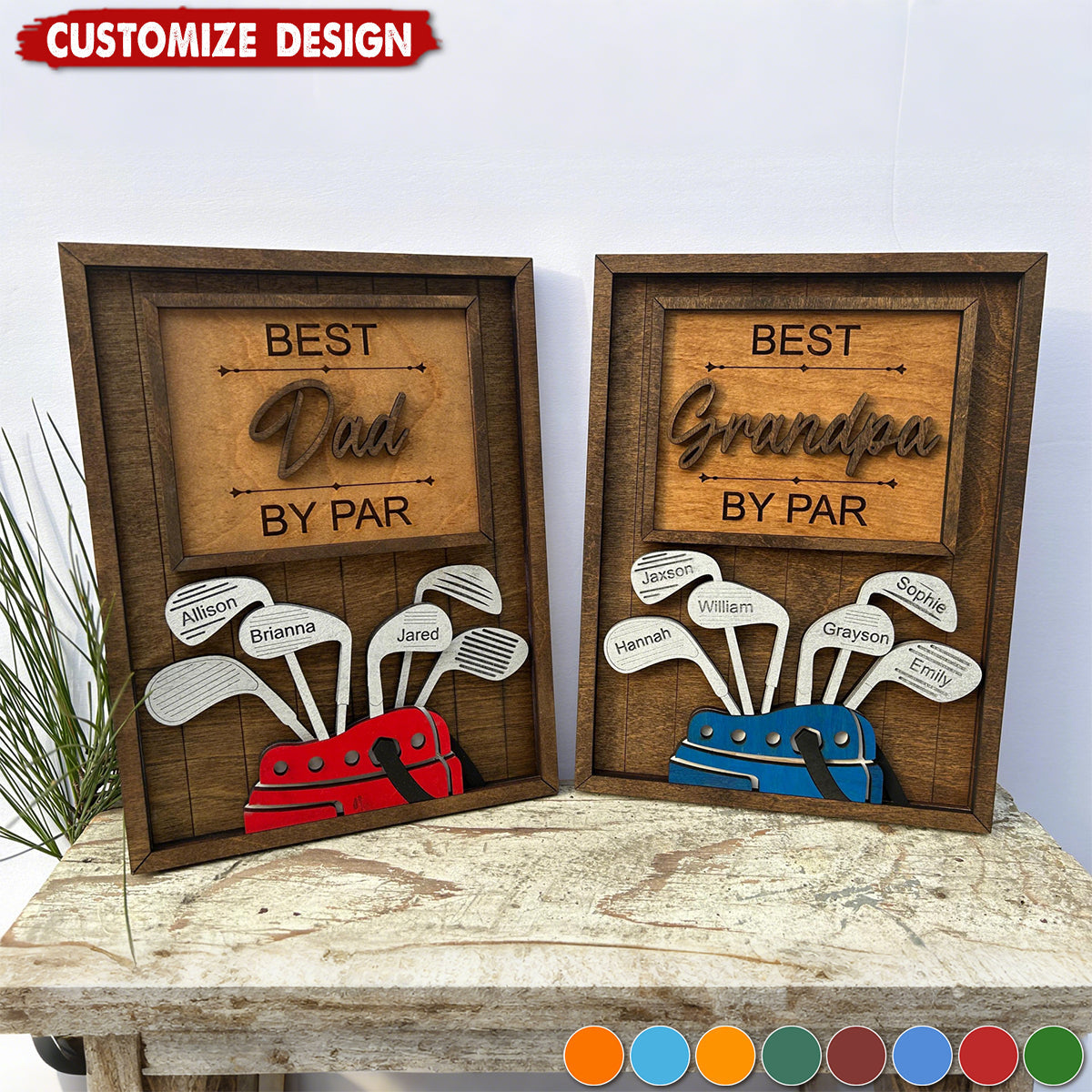 Best Dad by Par-Personalized 2-Layered Wooden Plaque-Father’s Day Gift