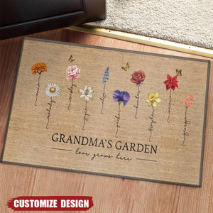 Grandma's Garden Love Grows Here - Personalized Doormat - Mother's Day Gift For Mom, Grandma