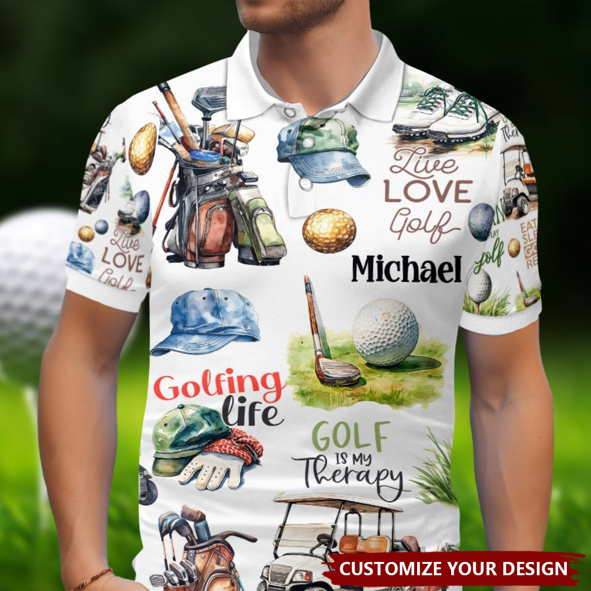 Live Love Golf - Personalized Golf Polo Shirt - The Best Gift For Golf Dad, Uncle, Husband
