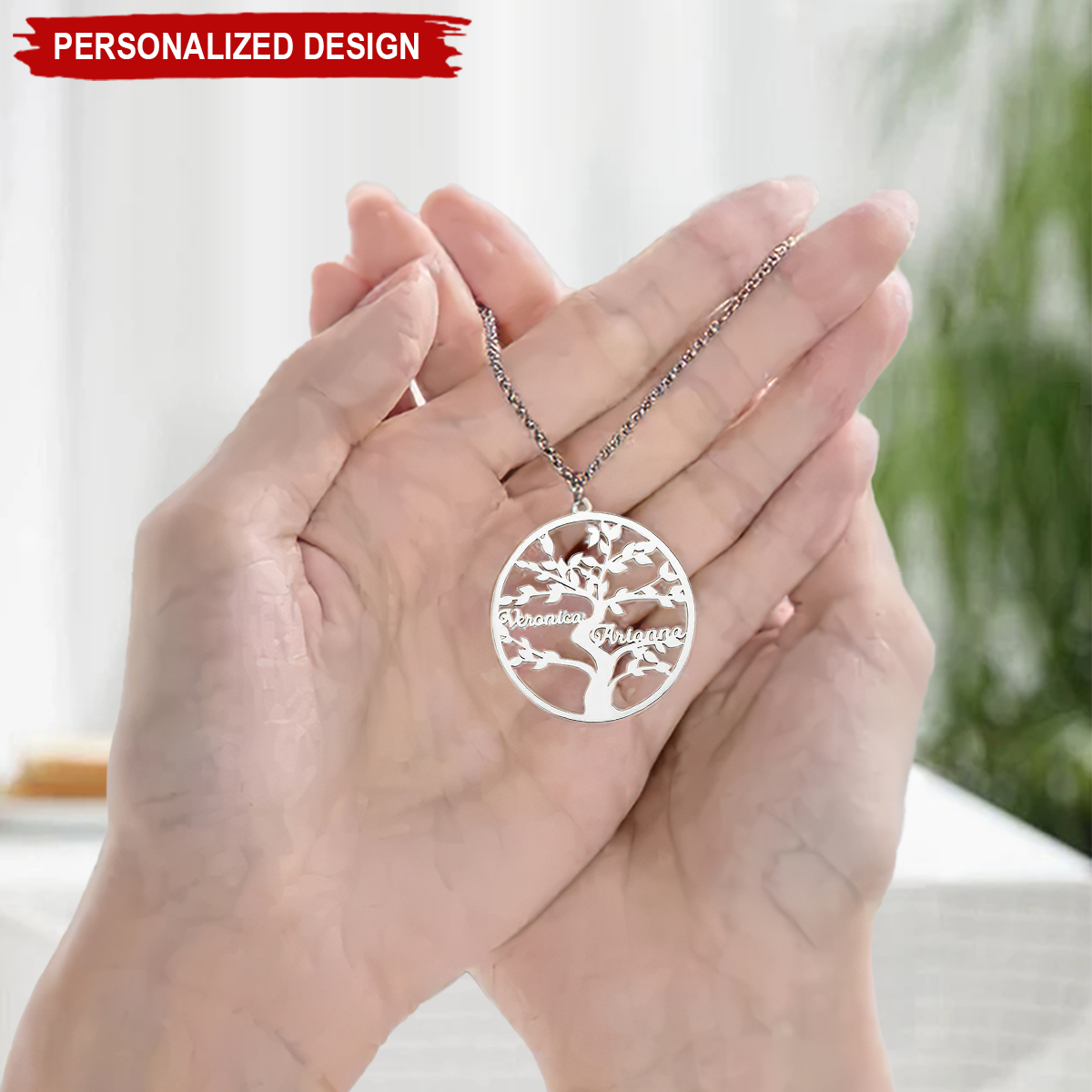 Personalized Family Tree Necklace with 1-13 Name Tree of Life jewelry Christmas Gift for Mom Grandma