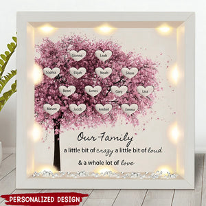 Family Tree Grandma/Mom With Custom Name Heart Personalized Light Up Shadow Box