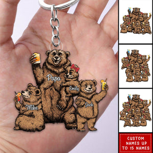 Papa Bear - Personalized Acrylic Keychain - Gift For Grandpa