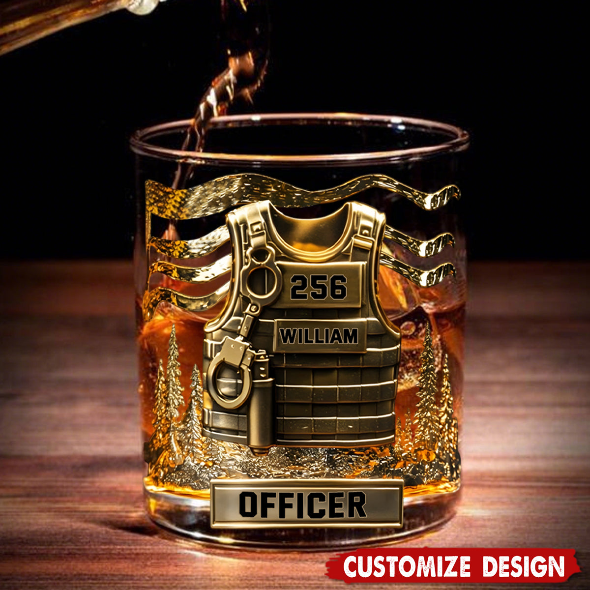 Personalized Police Officer Whiskey Glass - Serve And Protect