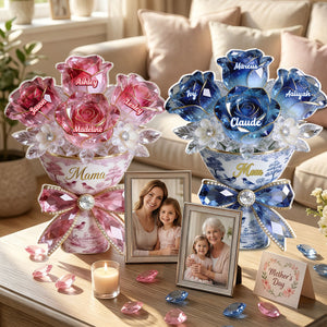 Personalized Flower Bouquet Acrylic Plaque - Gift For Mom/Nana
