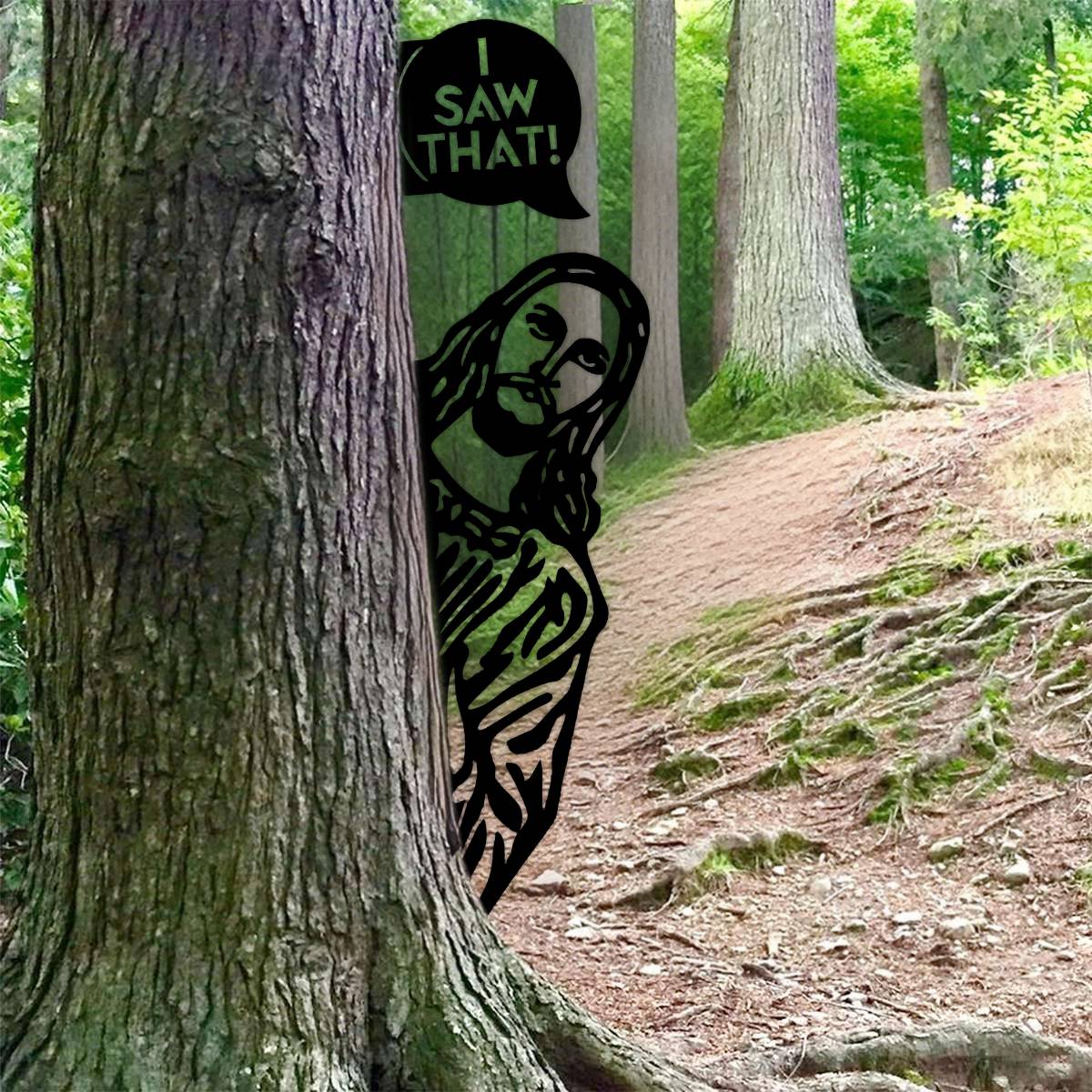 Peek-A-Boo Jesus Metal Sign-"I Saw That" Funny Decor-Funny Religious Decor