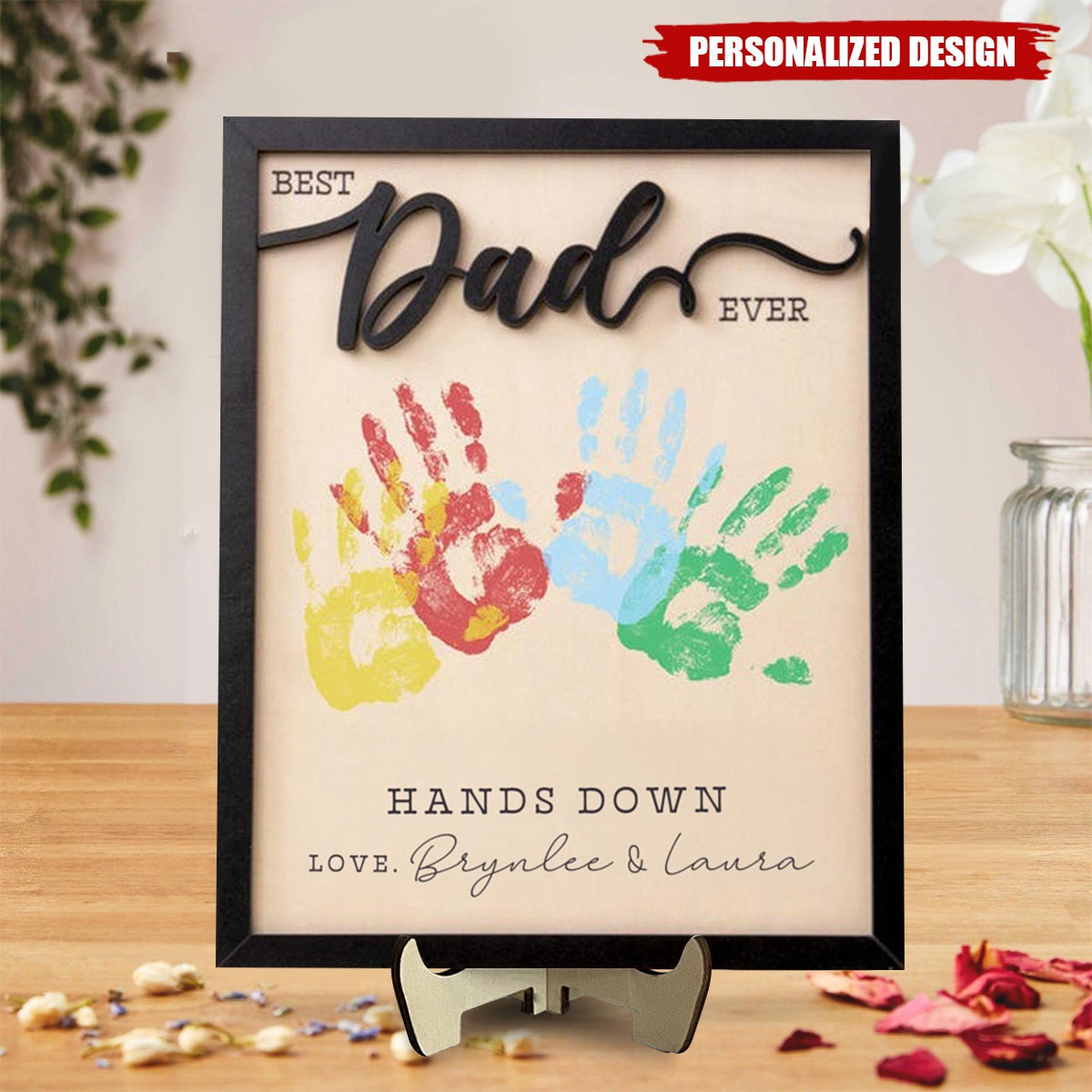 Personalized Fathers Day Gift From Kids DIY Handprint Sign-Gift for Dad and Grandpa
