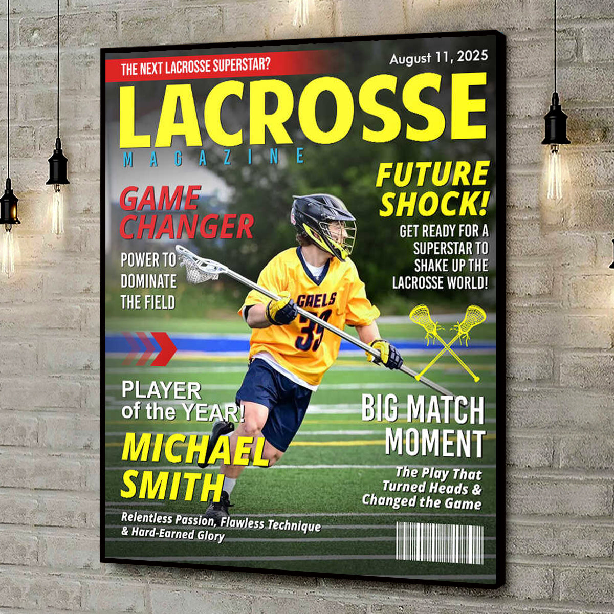 Custom Lacrosse Magazine Cover Poster, Gift For Lacrosse Player