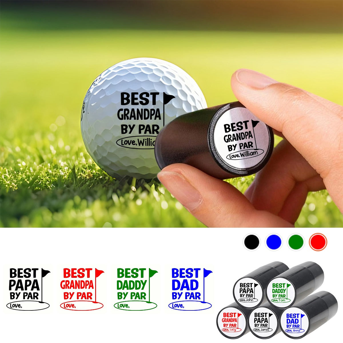 Best Dad By Par-Personalized Golf Ball Stamp With Metal Storage Box