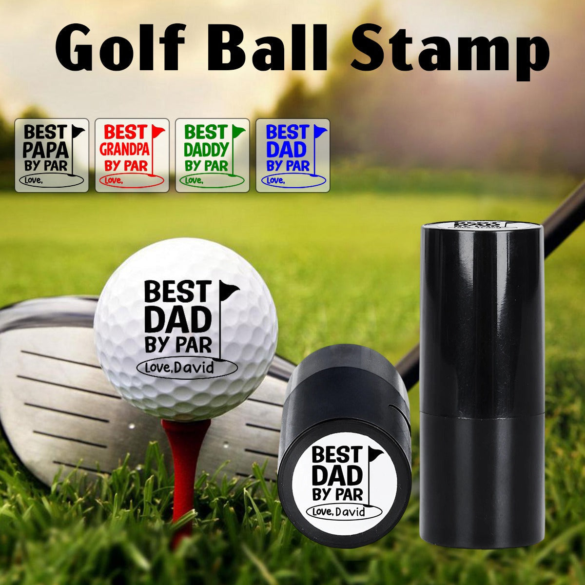 Best Dad By Par-Personalized Golf Ball Stamp With Metal Storage Box
