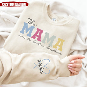 Wear Heart On Sleeve - Personalized Sweatshirt/Hoodie - Gift For Grandma/Mom