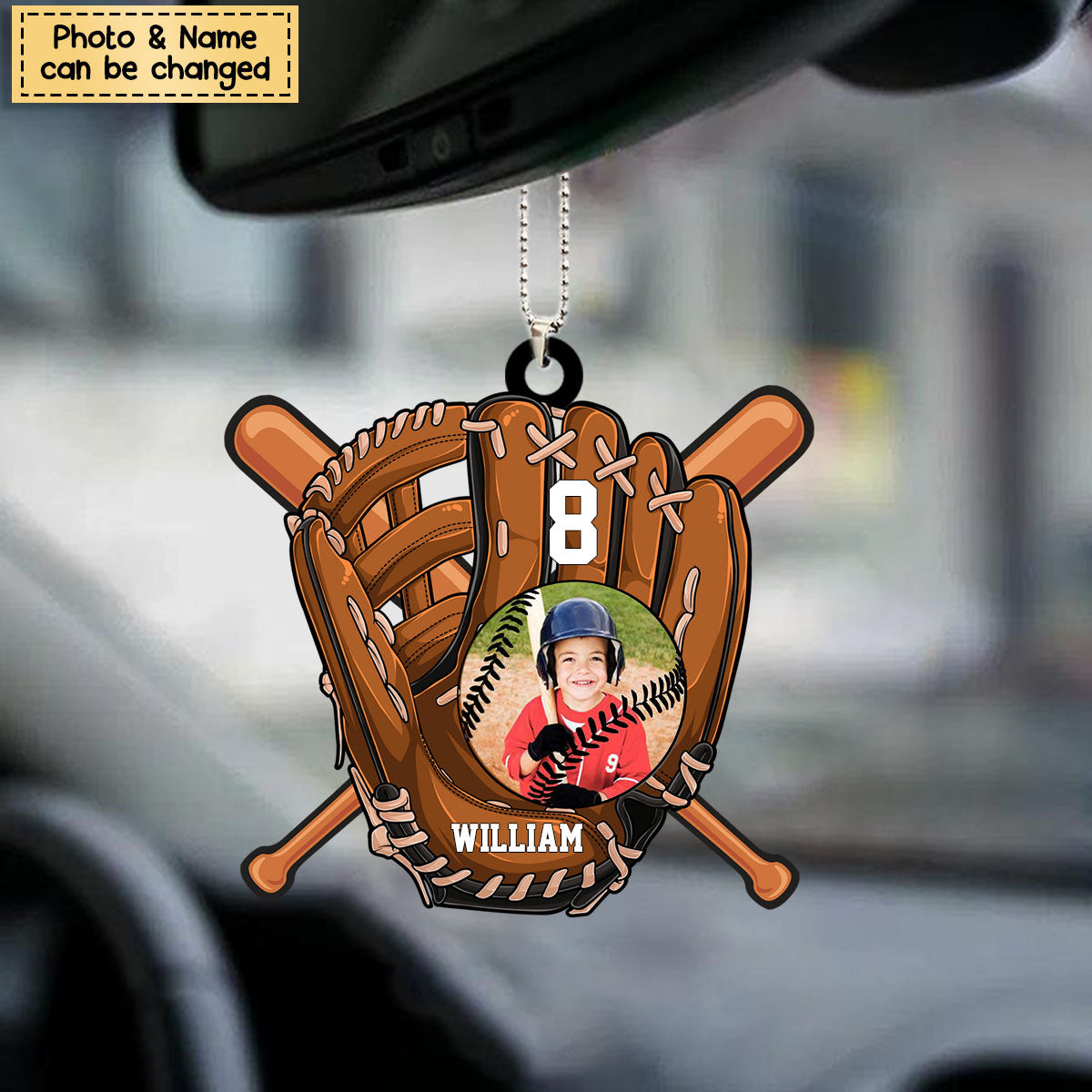 Gift For Grandson For Baseball Boy Upload Photo Car Hanging Ornament