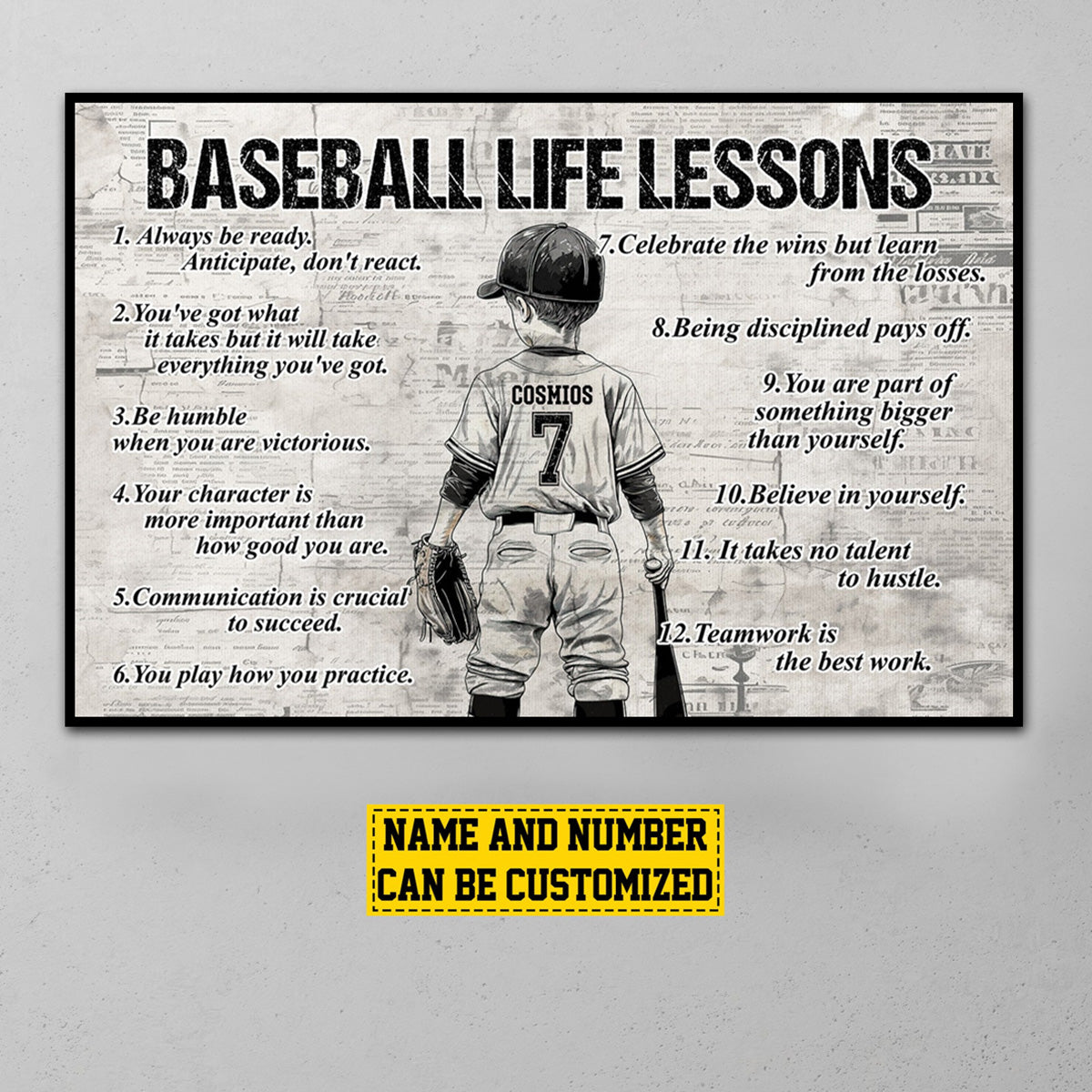 Personalized Baseball Life Lessons Kid Poster-Gift For Baseball Lovers