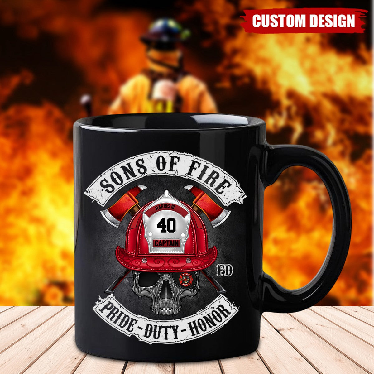 Sons of Fire Pride Duty Honor Personalized Mug, Gift For Fireman
