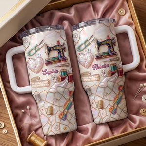 Sewing And Handicraft Mosaic, Personalized 40oz Tumbler With Straw