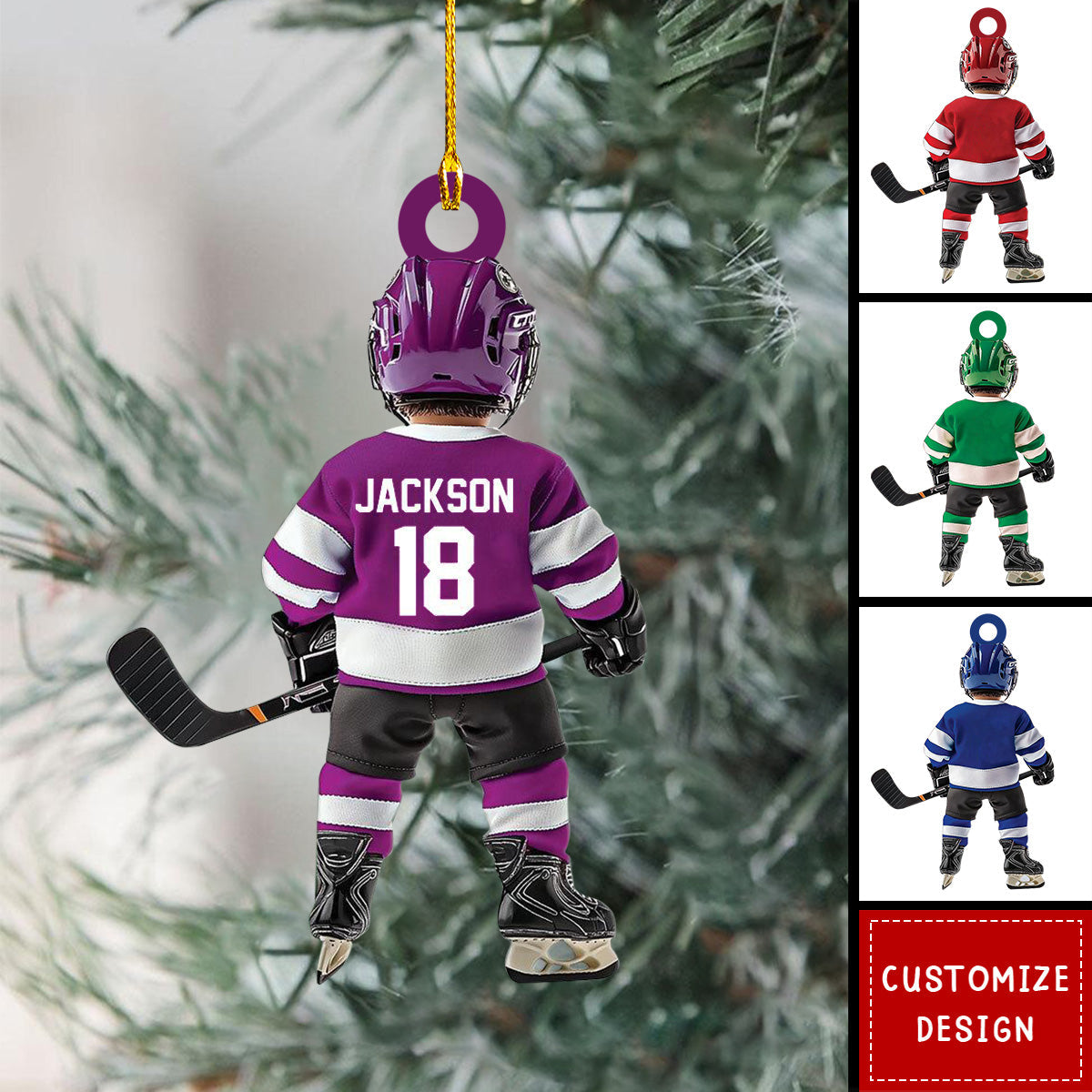 Personalized Hockey Christmas Ornament-Gifts For Hockey Lover-2024 New Release