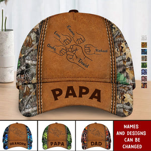 Personalized Fist Bump Fathers Day Family Cap-Gift For Grandpa Papa Daddy