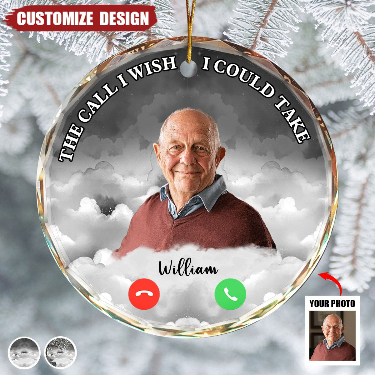 The Call I Wish I Could Make - Personalized Circle Glass Ornament- 2024 New Release