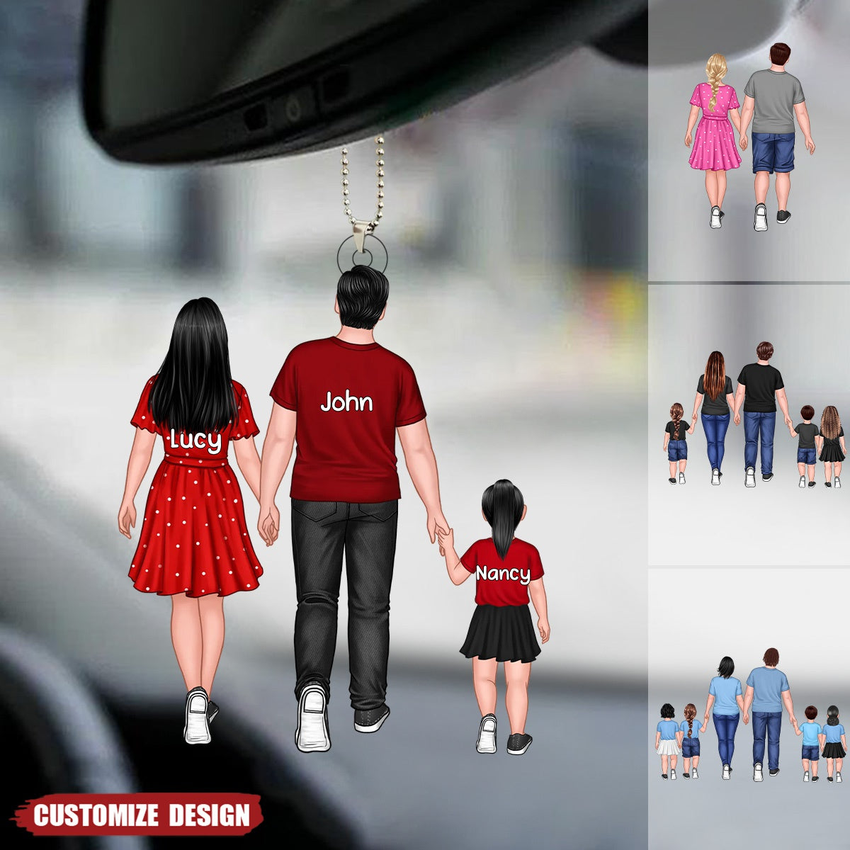 Personalized Family Acrylic Car Ornamen - GIft For Couple, Family