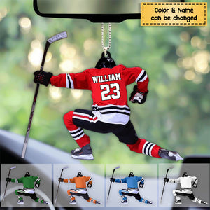 Personalized ice hockey ornament for hockey players