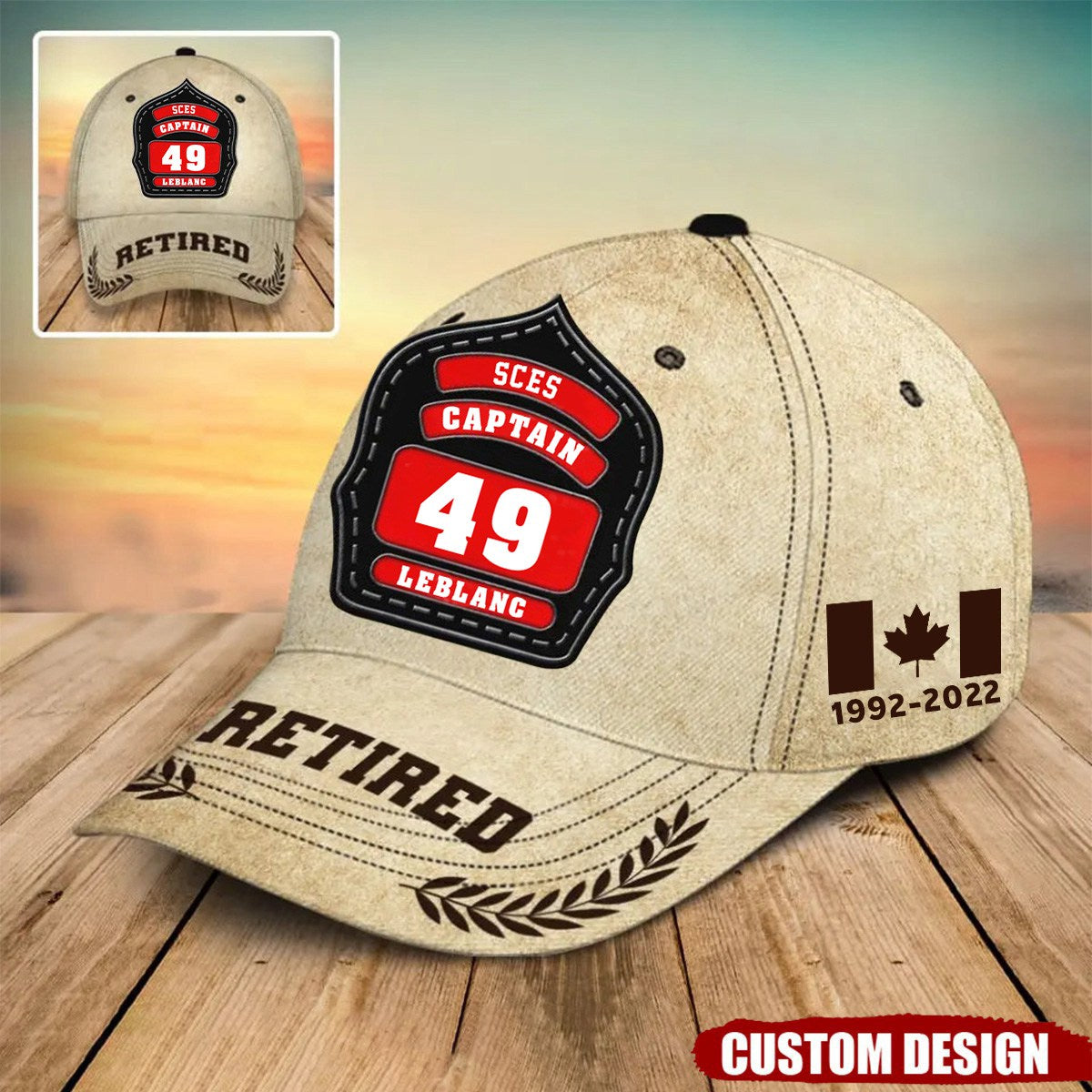Personalized Retired US Firefighter ID & Department US Flag 3D Cap