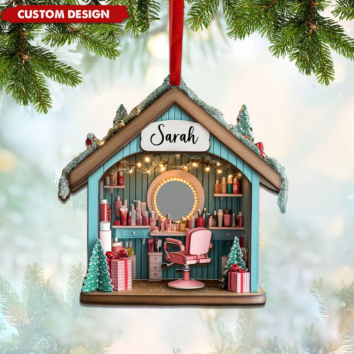 Personalized Hair Salon Ornament, Gift for Hairdresser -2024 New Release