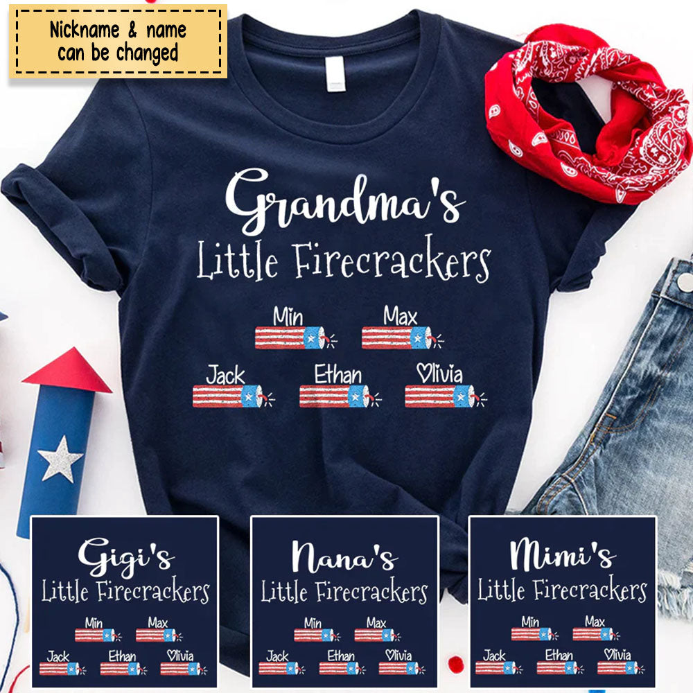 Personalized Grandma's Little Firecrackers Shirt 4th Of July With Grandkids Independence Day