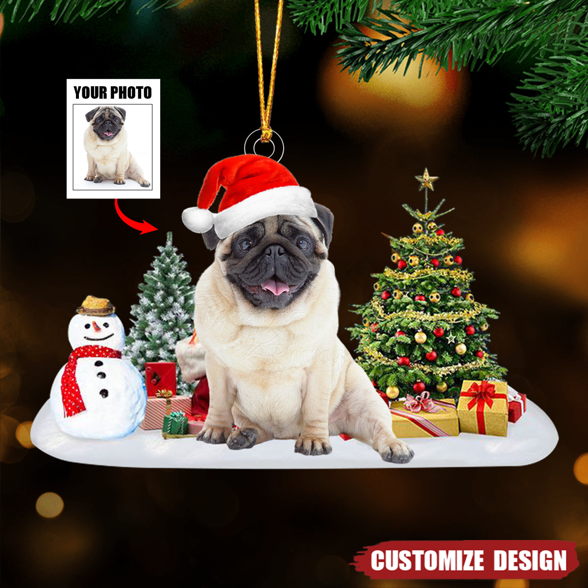 Custom Photo Dog, Cat Christmas Acrylic Ornament - 2024 New Release