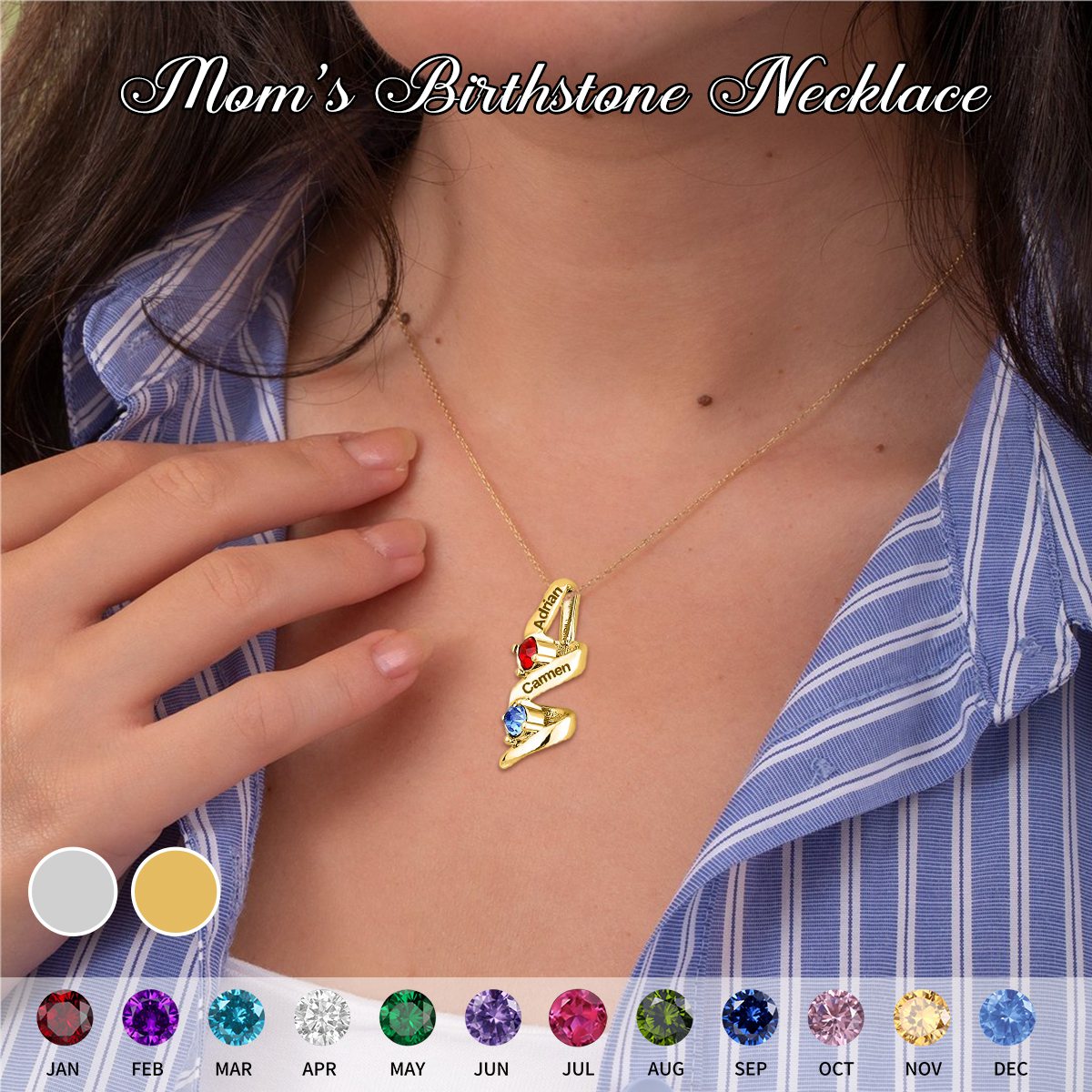 Infinity Promise-Personalized 2-5 Birthstone Necklace-Gift For Mother Necklace