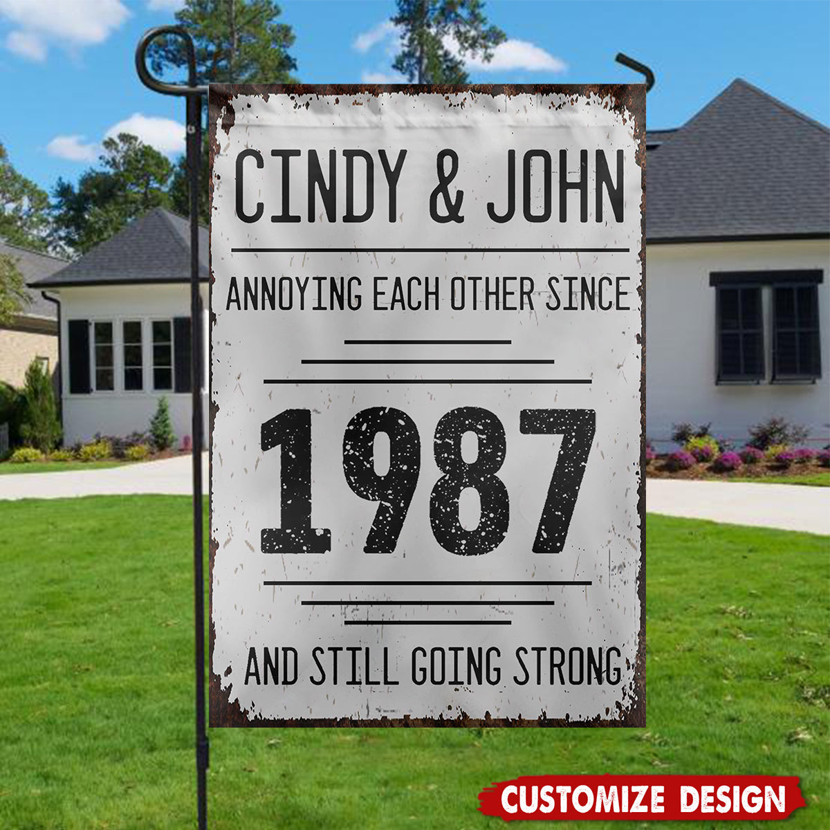 Annoying Each Other Since And Still Going Strong Personalized Flag - Gift For Couples