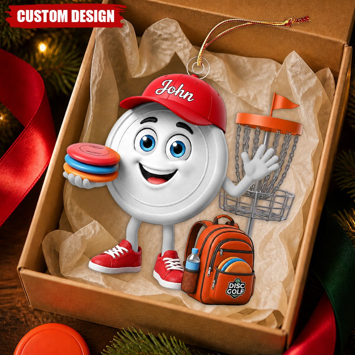 Personalized Cute Disc Golf Ball Mascot Ornament - Gift for Disc Golf Lover - New Release