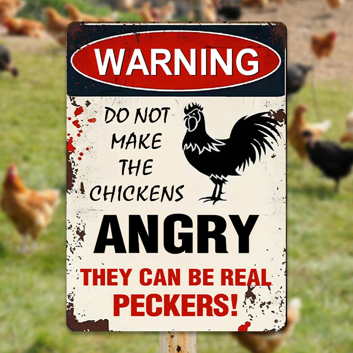 Vintage Funny Warning Chicken Decorations Farm Home Restaurant Garage Outdoor Indoor Wall Decor