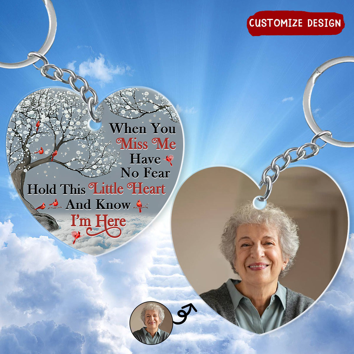 When You Miss Me Hold This Little Heart - Loving, Memorial Gift For Family, Siblings, Friends - Personalized Acrylic Keychain