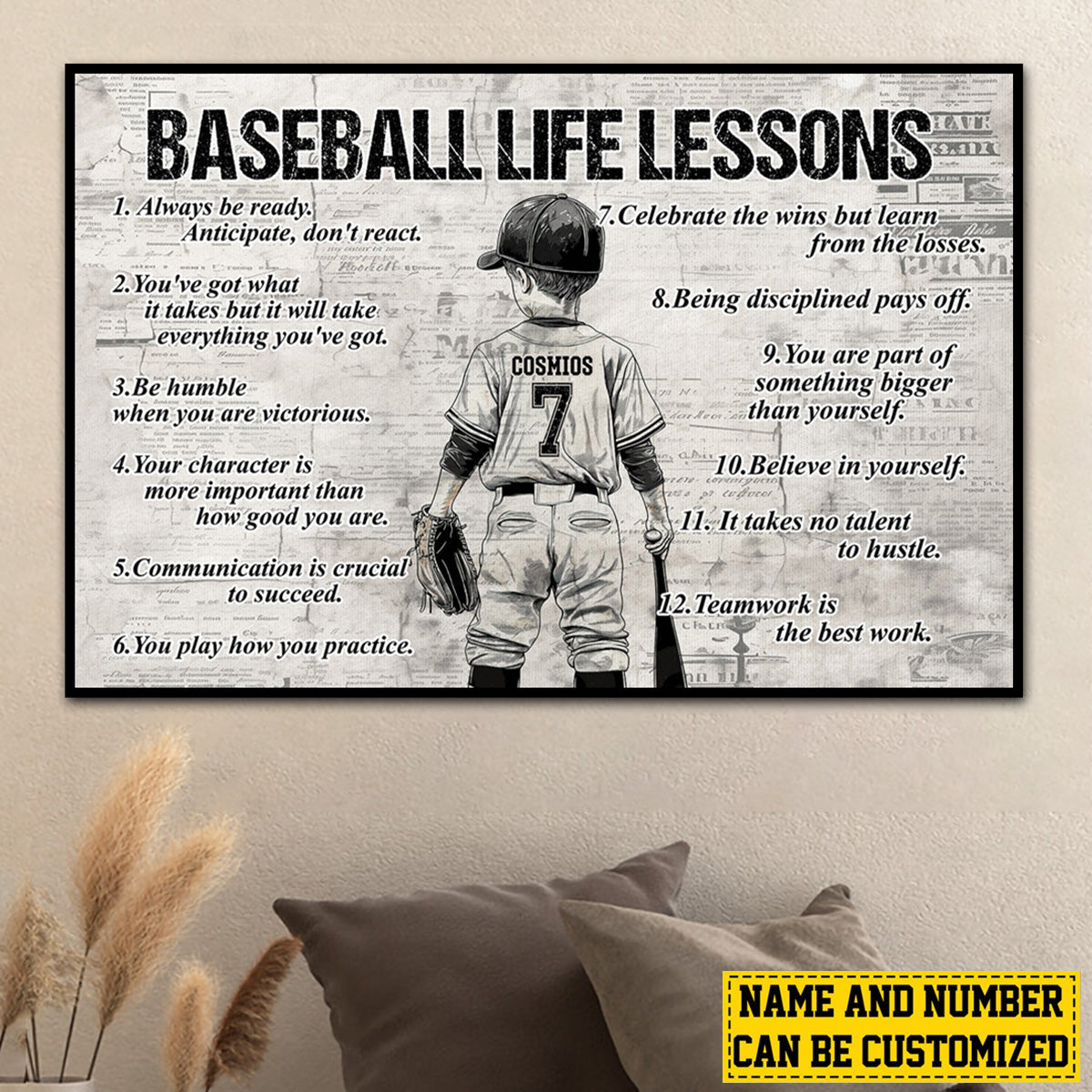 Personalized Baseball Life Lessons Kid Poster-Gift For Baseball Lovers