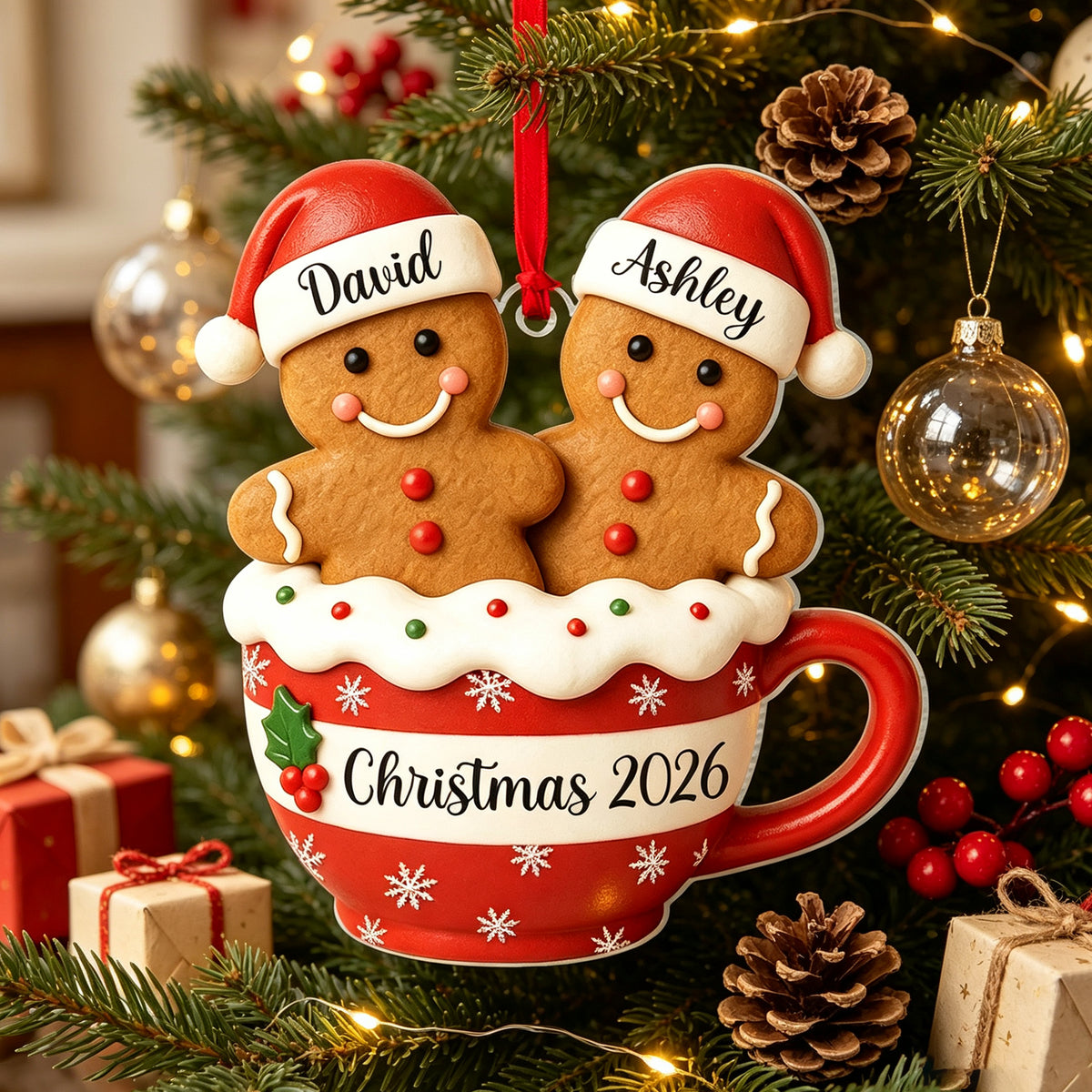 Personalized Gingerbread Couple Christmas Ornament, Gift For Couples