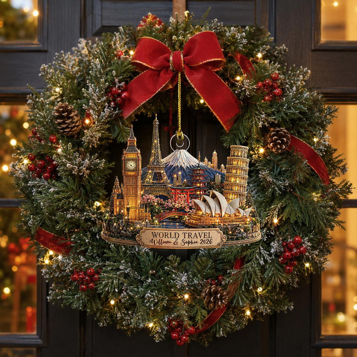 Custom World Travel Acrylic Ornament, Adventure Christmas, Holiday Keepsake