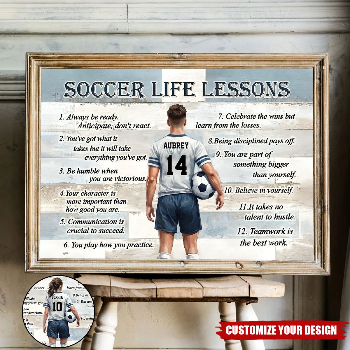 Personalized Soccer Life Lessons Poster - Inspirational Gift for Young Football Athletes & Sports Families