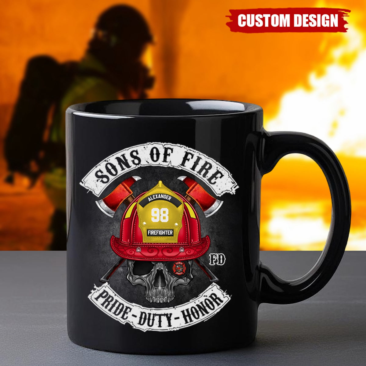Sons of Fire Pride Duty Honor Personalized Mug, Gift For Fireman