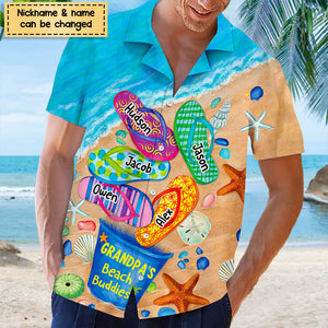 Papa / Nana's Beach Buddies Summer Flip Flop Personalized Hawaiian Shirt Perfect Gift for Grandmas Moms Aunties HTN10MAY23CT2
