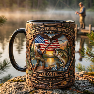 Hooked On Freedom Accent Mug - Personalized Gift For Fisherman