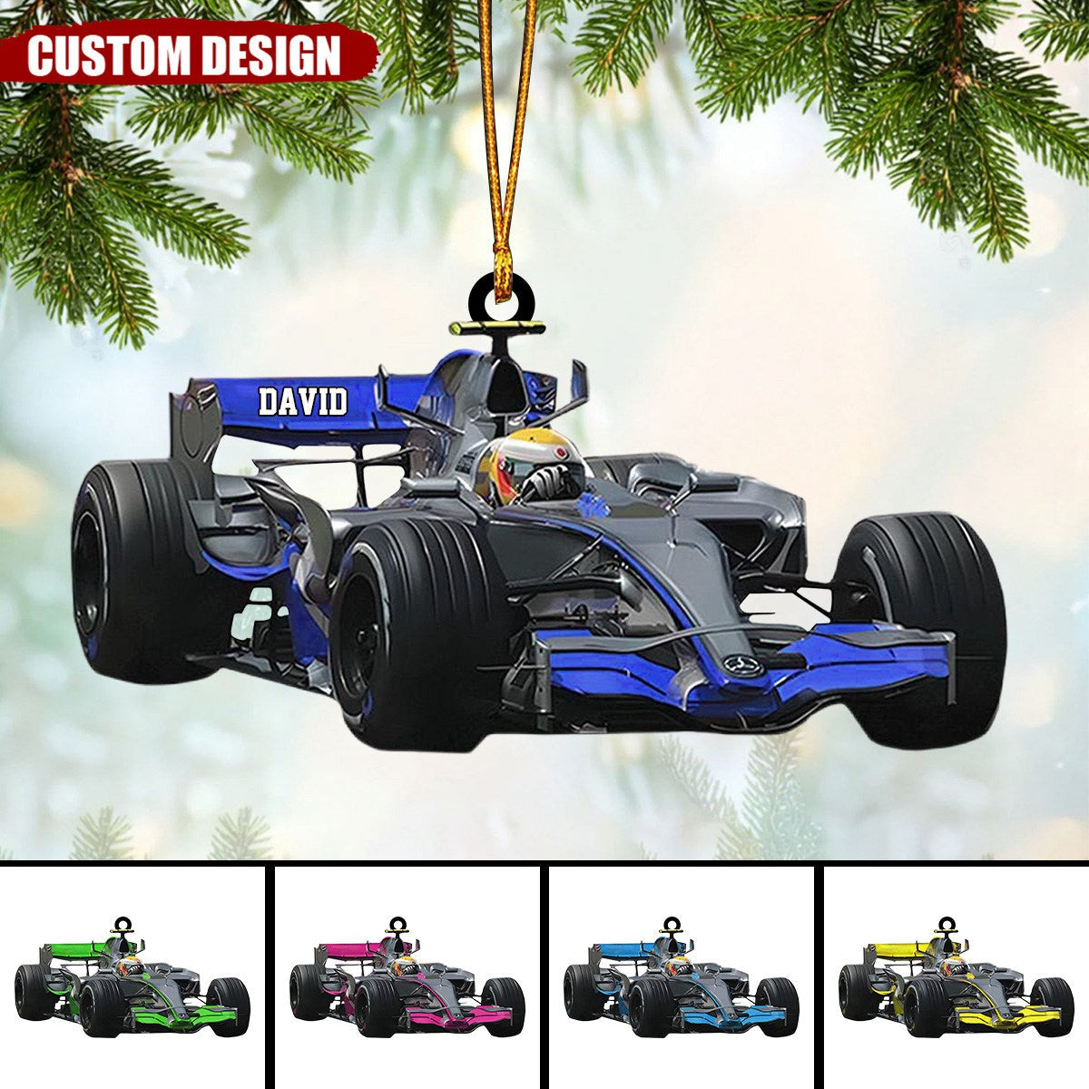 Personalized Race Car Ornament, Gifts For Racing Lovers - 2024 New Release