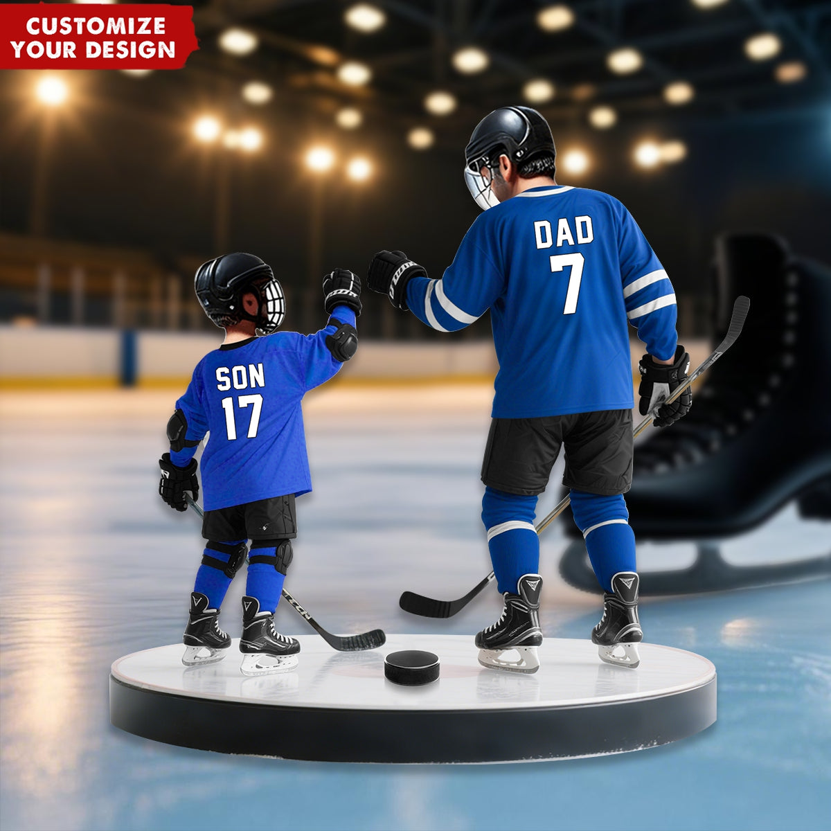 Ice Hockey Dad And Kid - Personalized Acrylic Plaque, Father's Day Gift for Dad, Gift for Husband