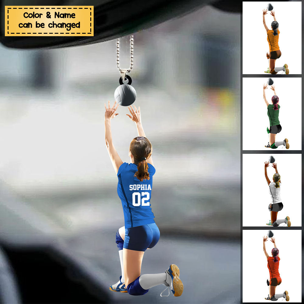 Personalized Girl/Female/Woman Volleyball Setter Player Acrylic Car Hanging Ornament