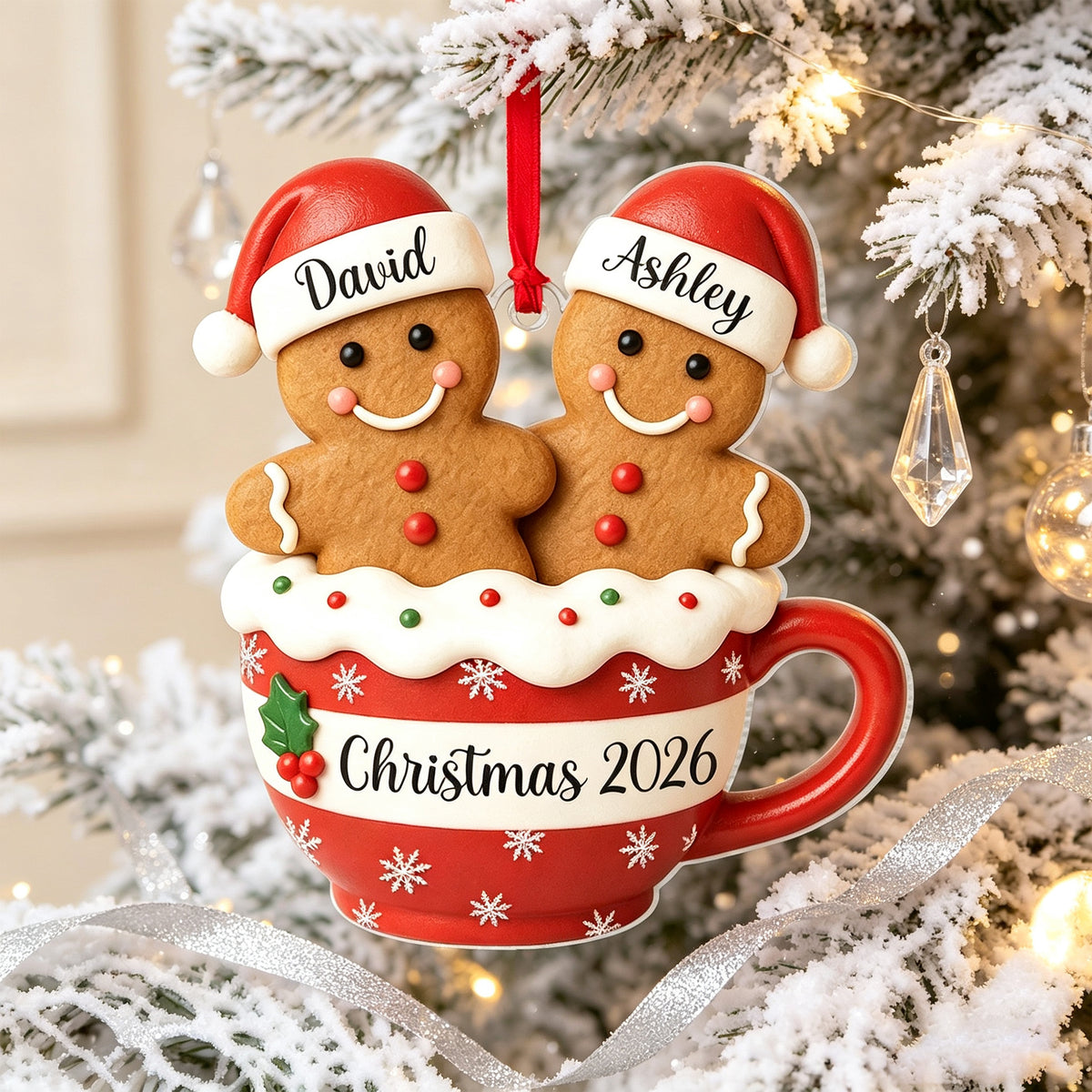 Personalized Gingerbread Couple Christmas Ornament, Gift For Couples