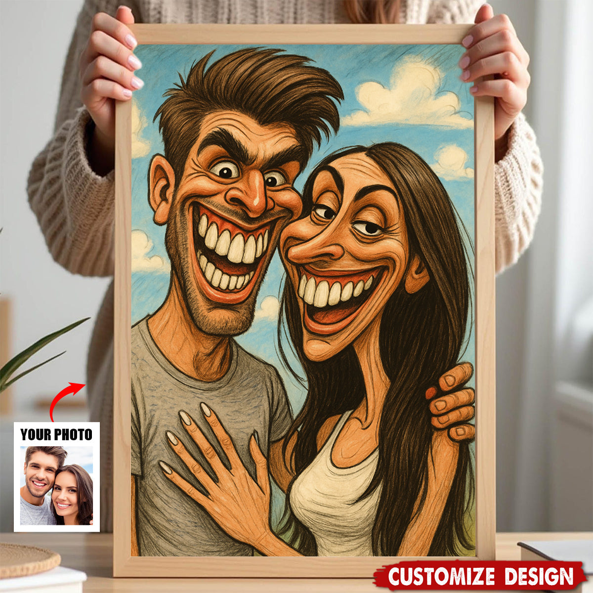 Custom Funny Caricature Poster– Transform Your Photo into Hilarious Art - Gift For Couple,Friend,Family
