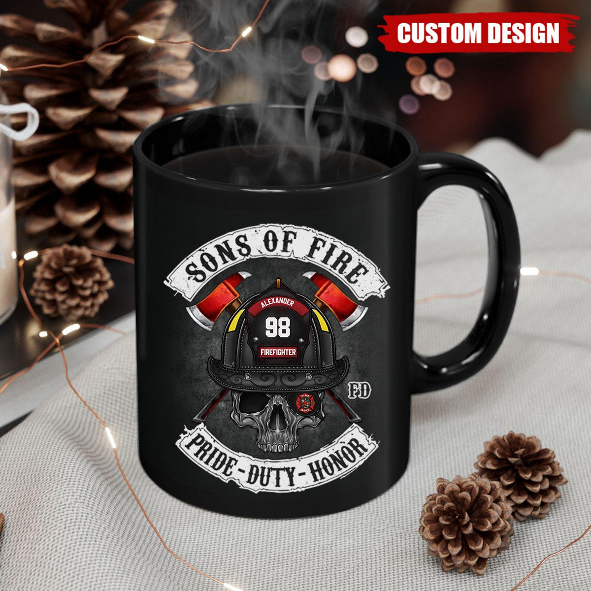 Sons of Fire Pride Duty Honor Personalized Mug, Gift For Fireman