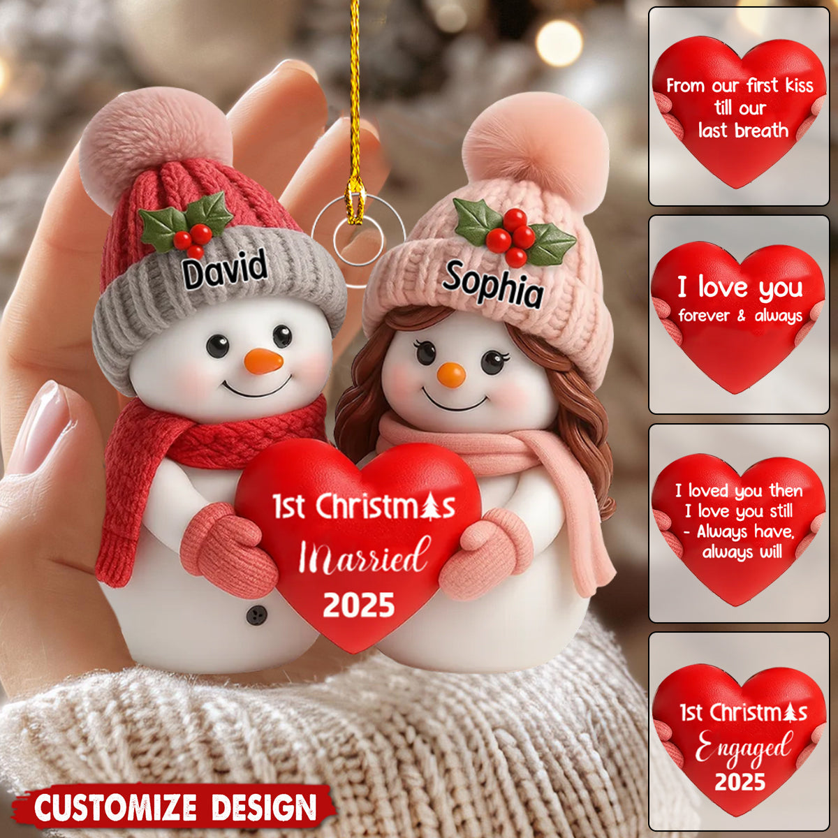 Personalized Acrylic Ornament - Christmas Gift For Couple,Newlyweds